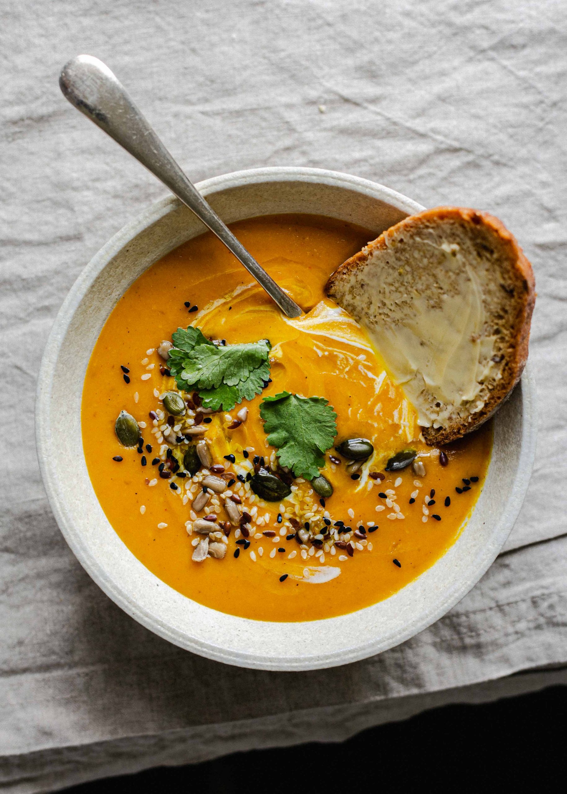 Carrot, coconut and ginger low FODMAP soup