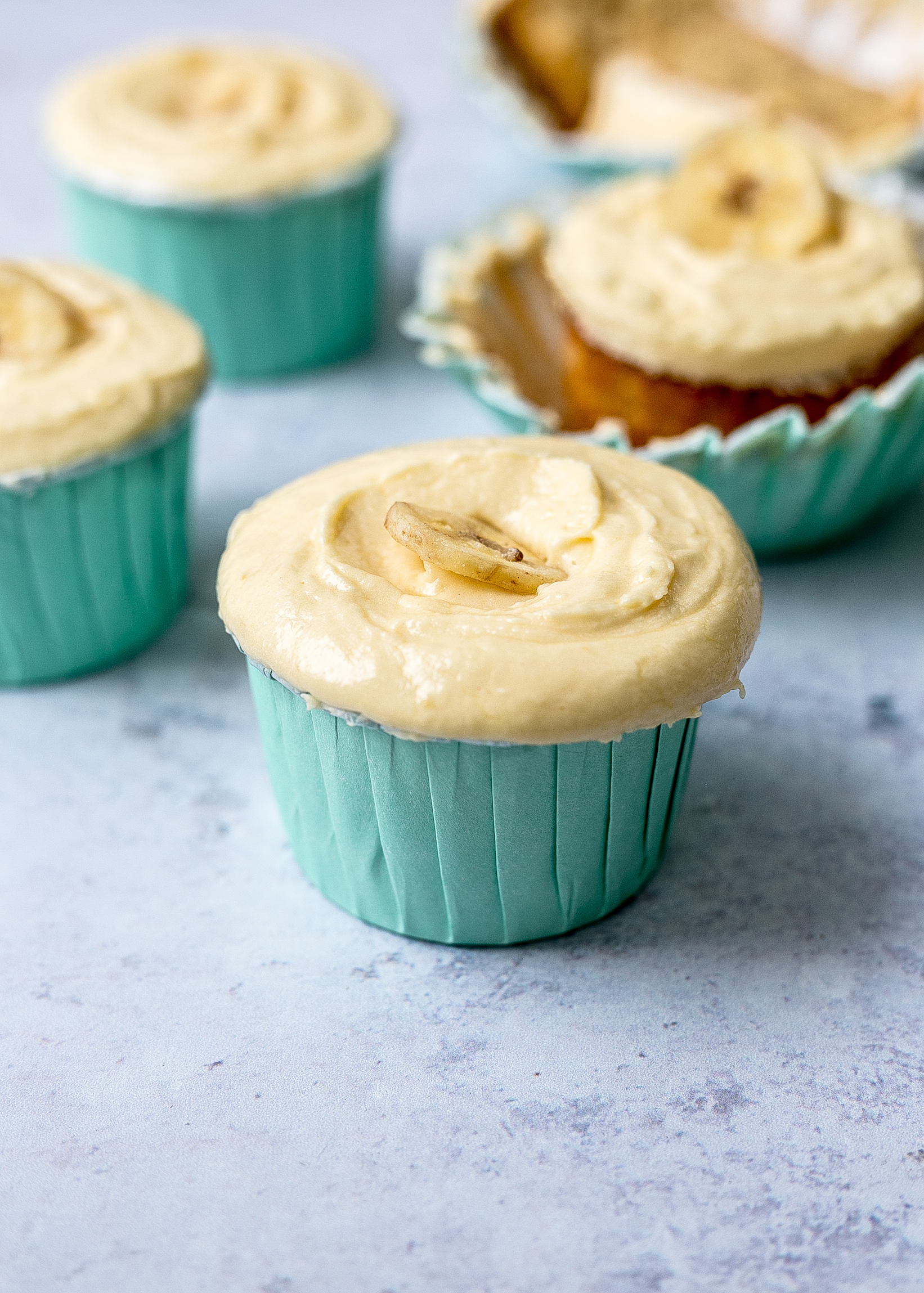FODMAP friendly banana cupcakes with peanut butter icing