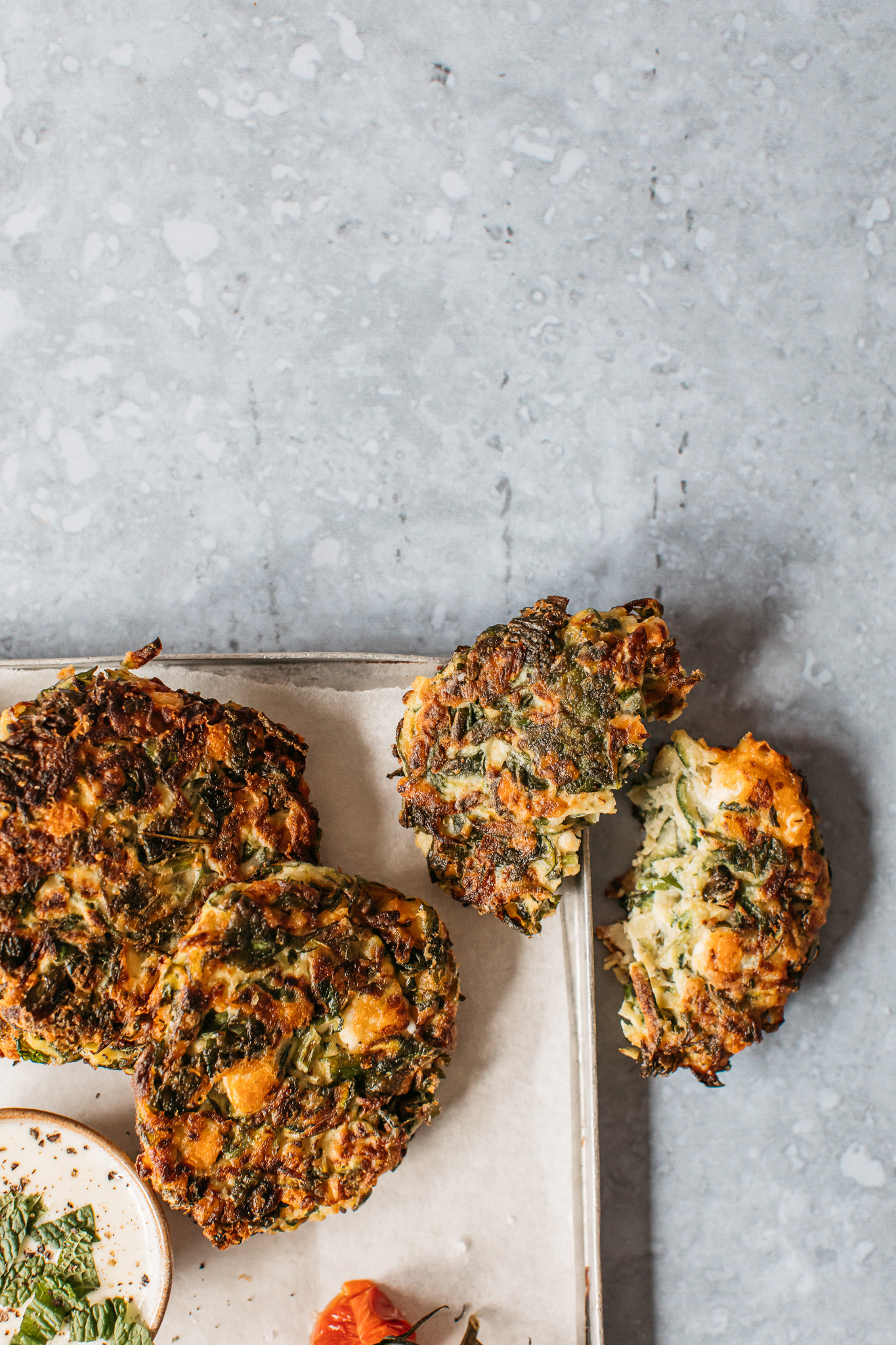 Low FODMAP courgette and feta fritters