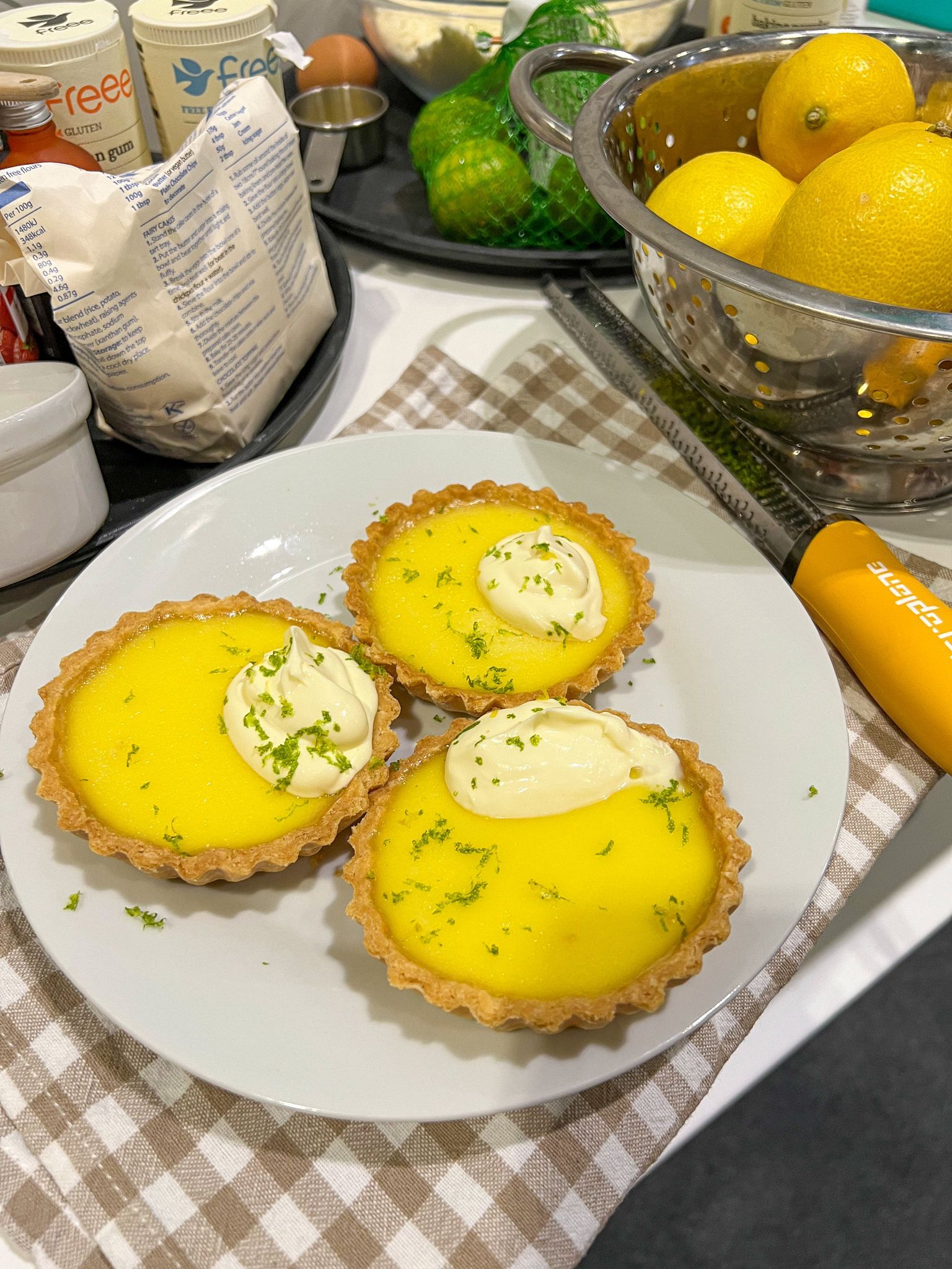 Mini versions of the gluten free baked lemon tart recipe, at The Allergy & Free From Show