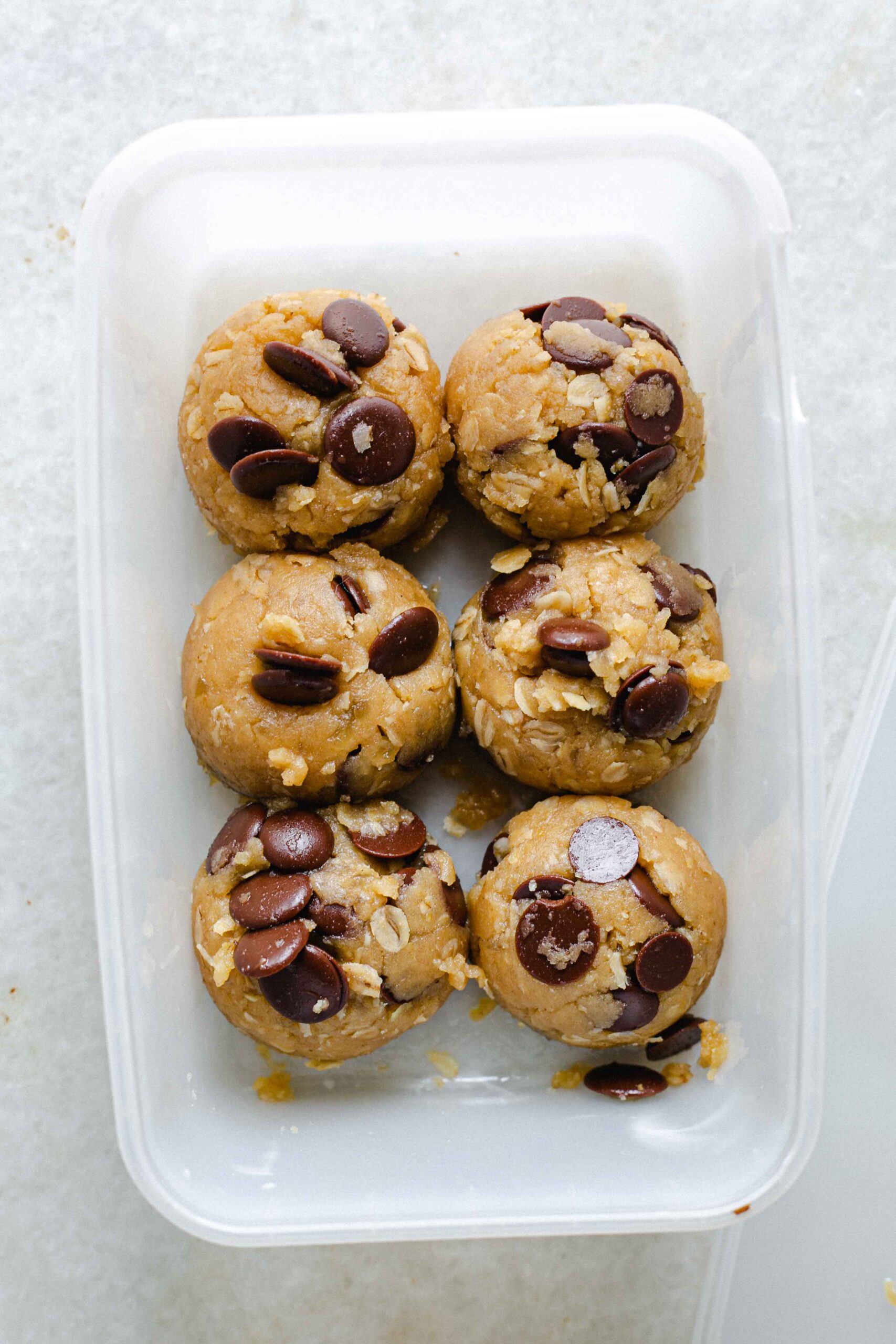 Raw gluten free chocolate chip cookie dough balls also vegan